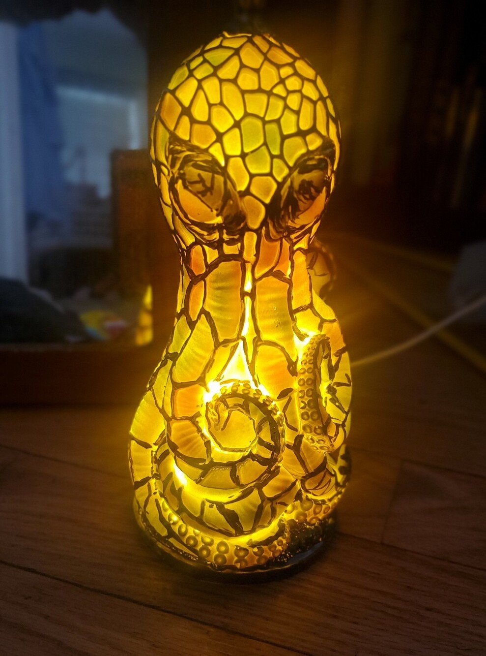 Octopus Stained Glass Look Lamp